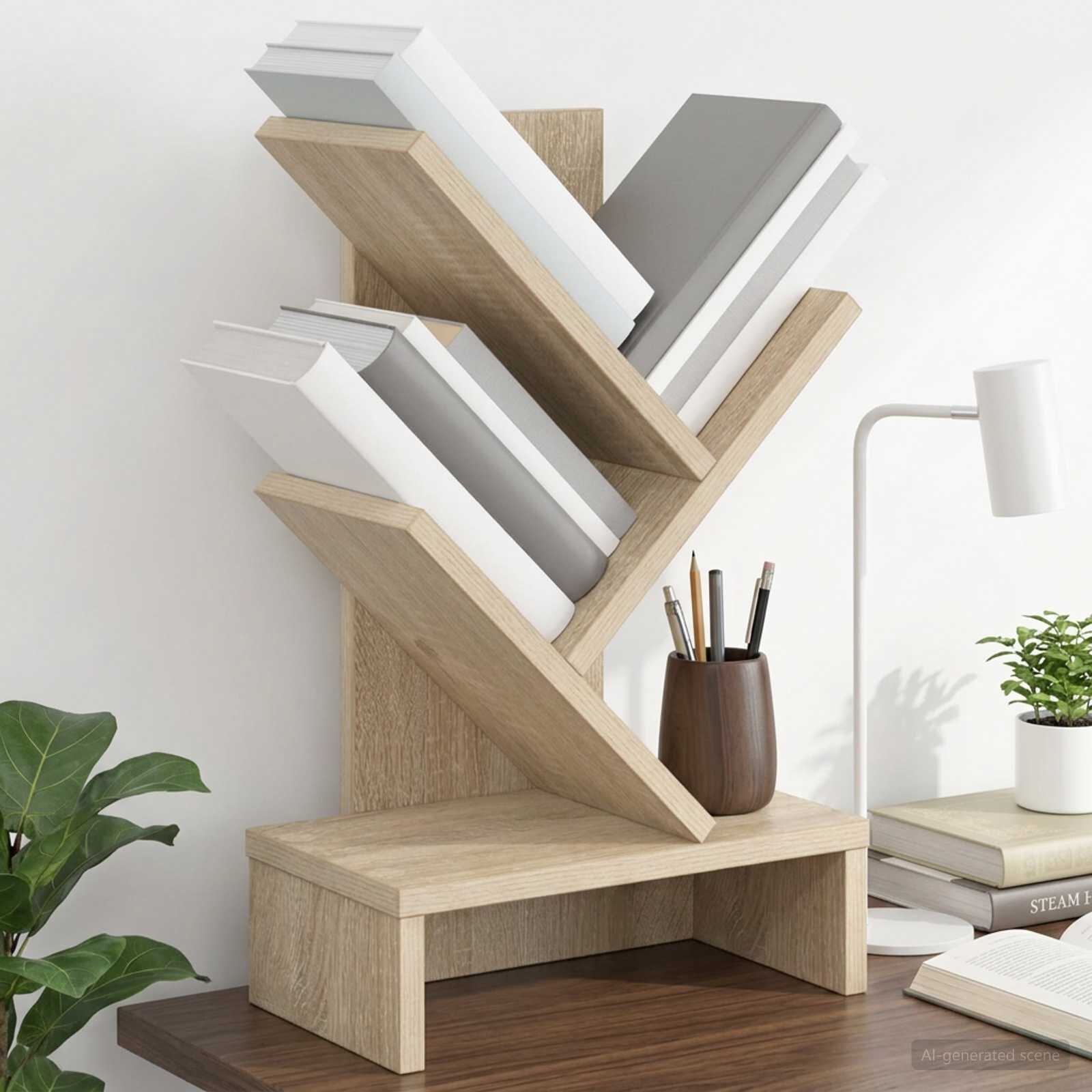 vidaXL Дървена библиотека 3-тирe 30 x 18 x 48 см Инженерна дървесина