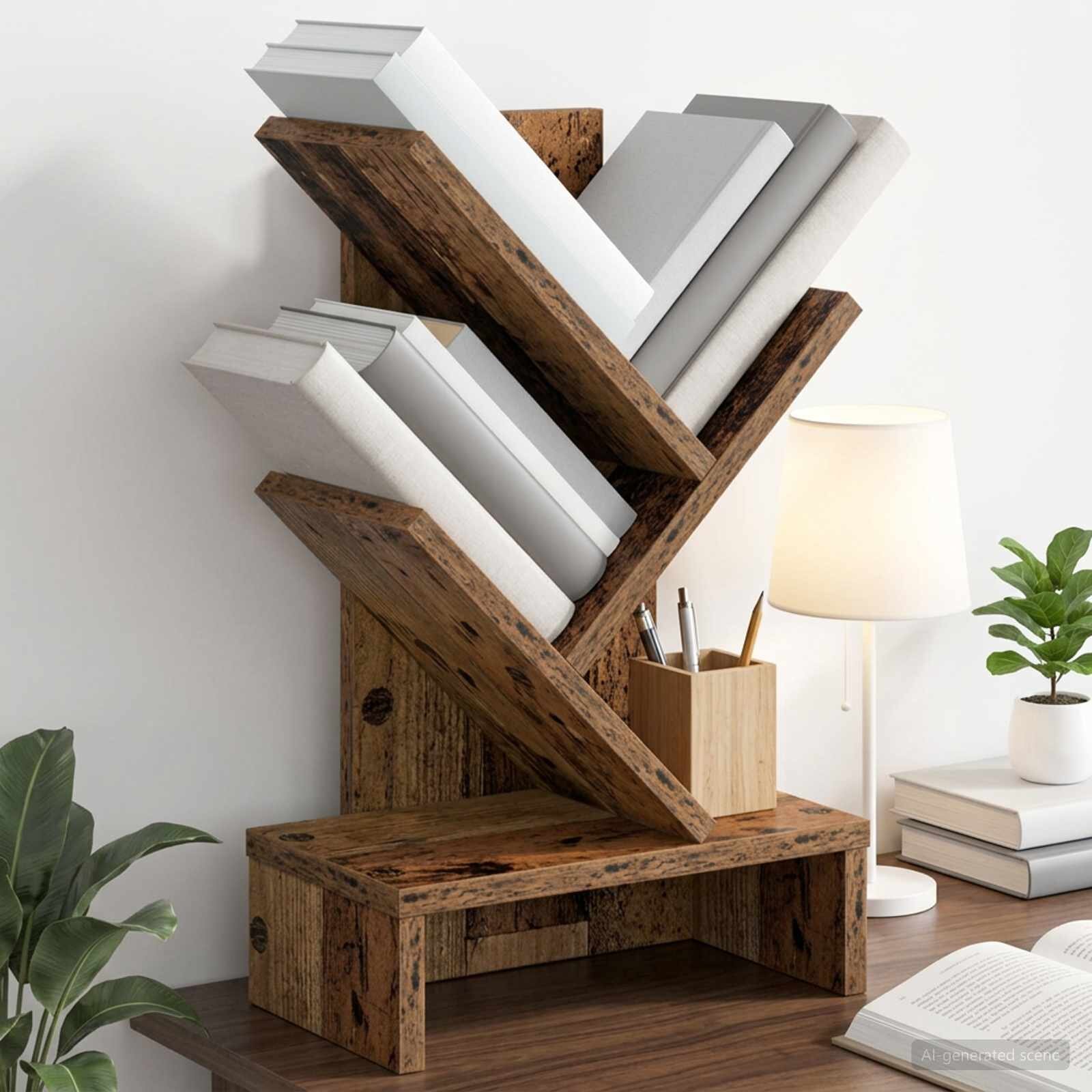 vidaXL Дървена библиотека 3-тирe 30 x 18 x 48 см Инженерна дървесина