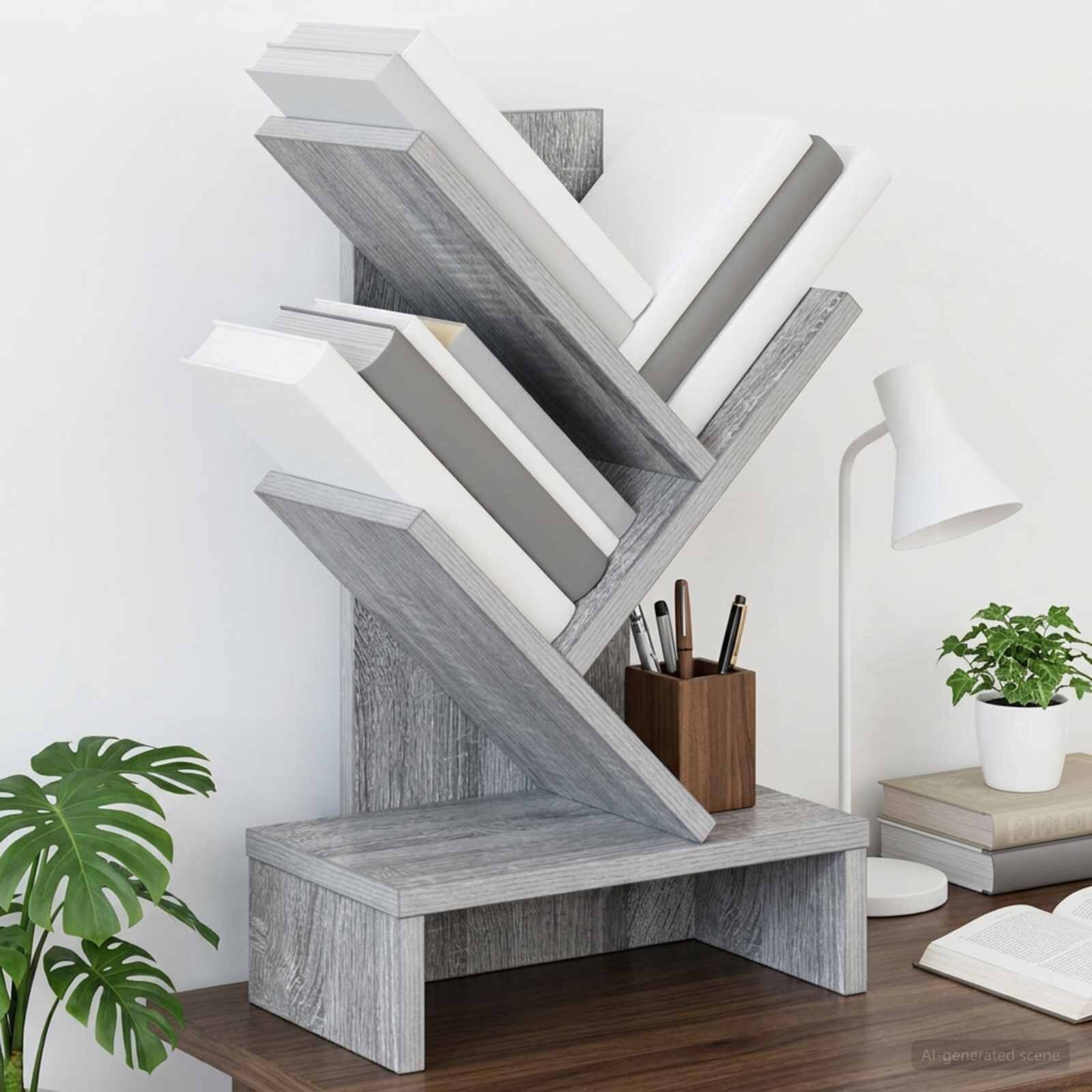 vidaXL Дървена библиотека 3-тирe 30 x 18 x 48 см Инженерна дървесина