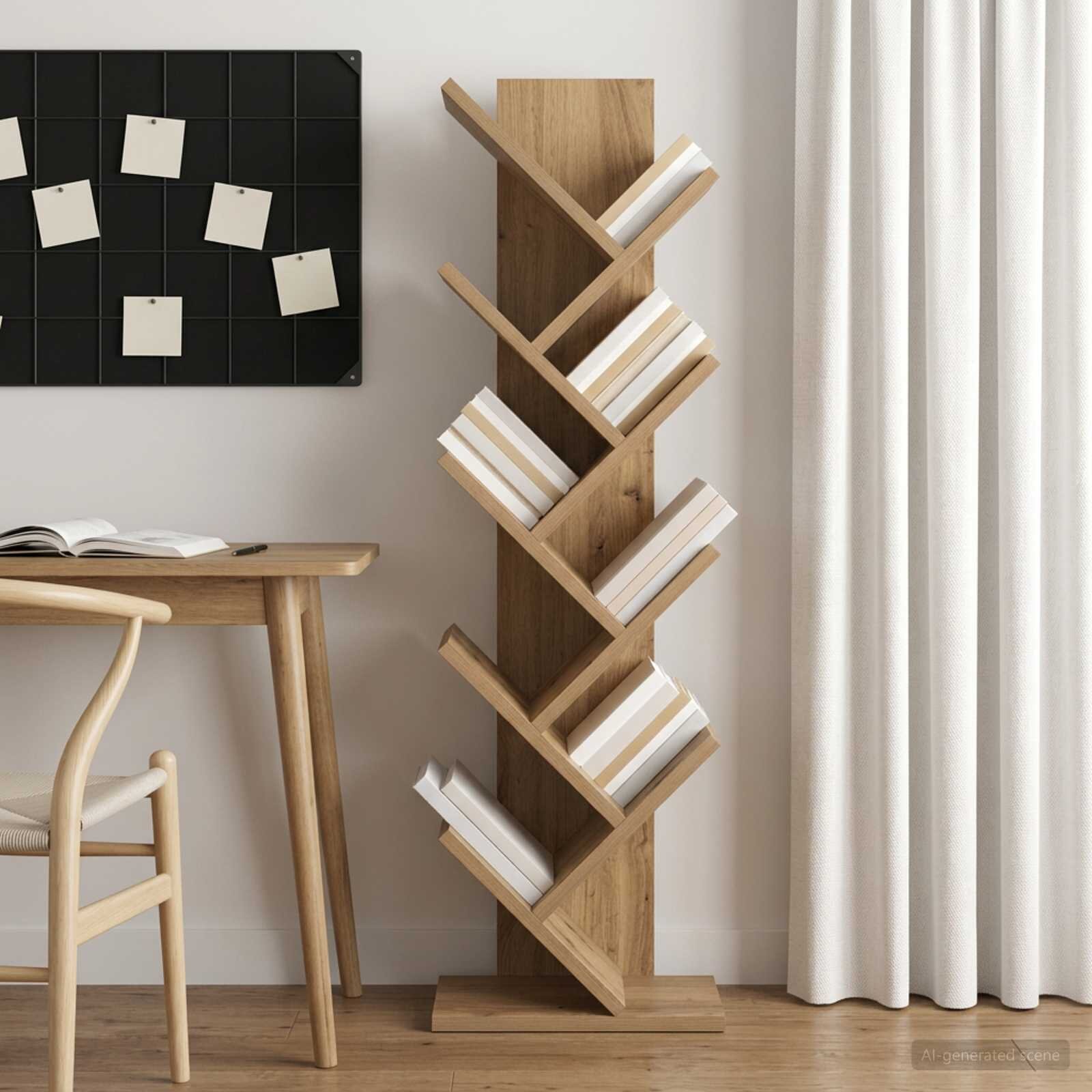 vidaXL Дървена етажерка за книги с 6 нива 30 x 18 x 100 см Дъб артизан