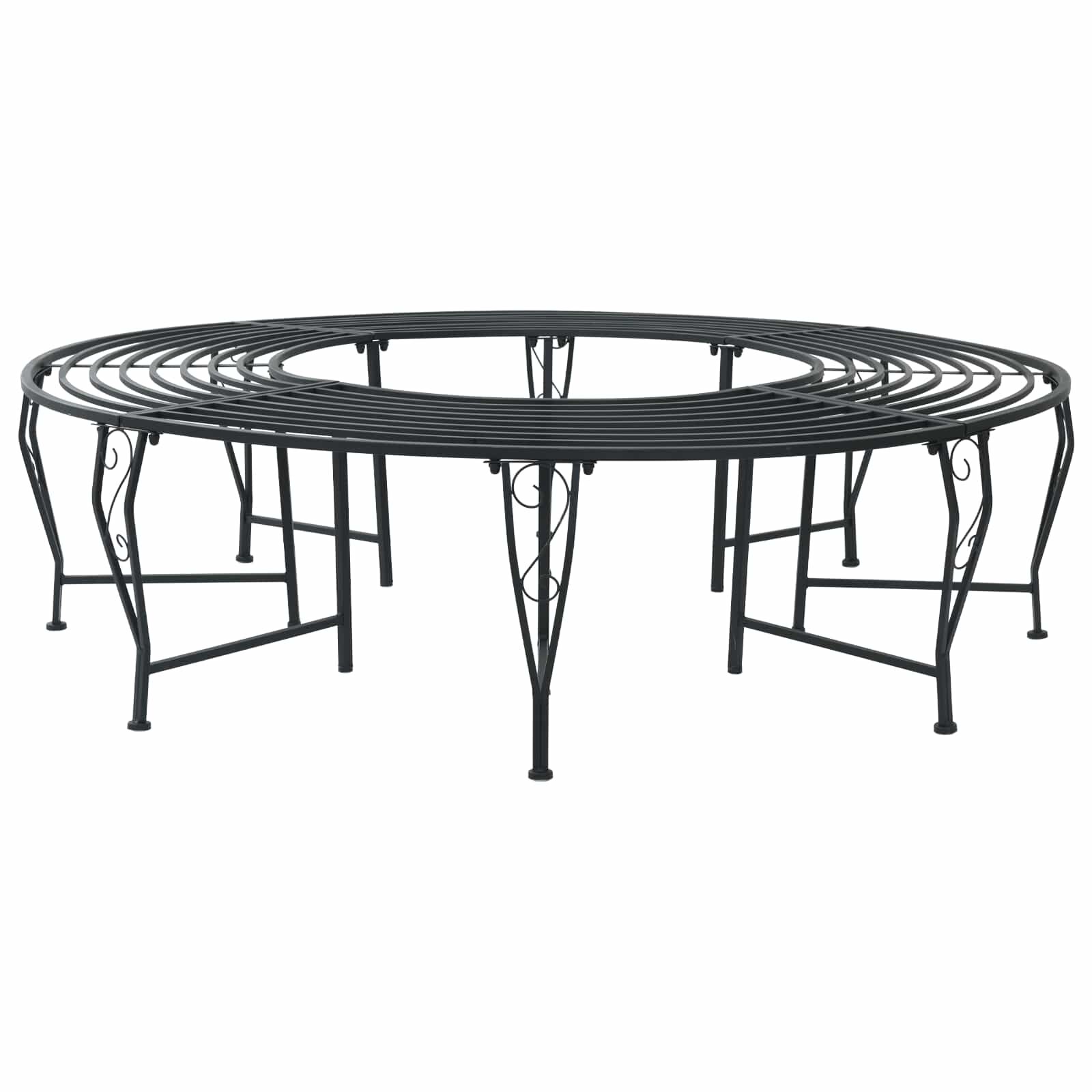 vidaXL Дървесен бенч 8 -местен Ø 160 x 44 см steel Черно Кръгла