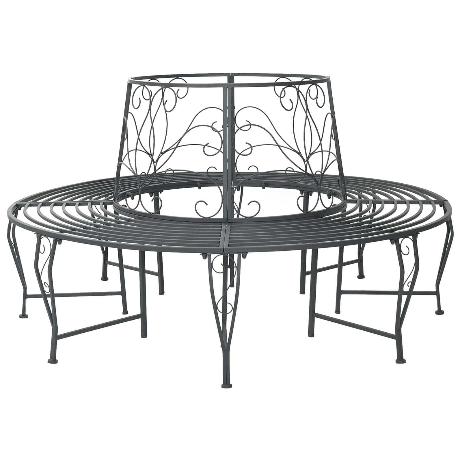 vidaXL Дървесен бенч 8 -местен Ø 160 x 89 см steel Сребристо сиво