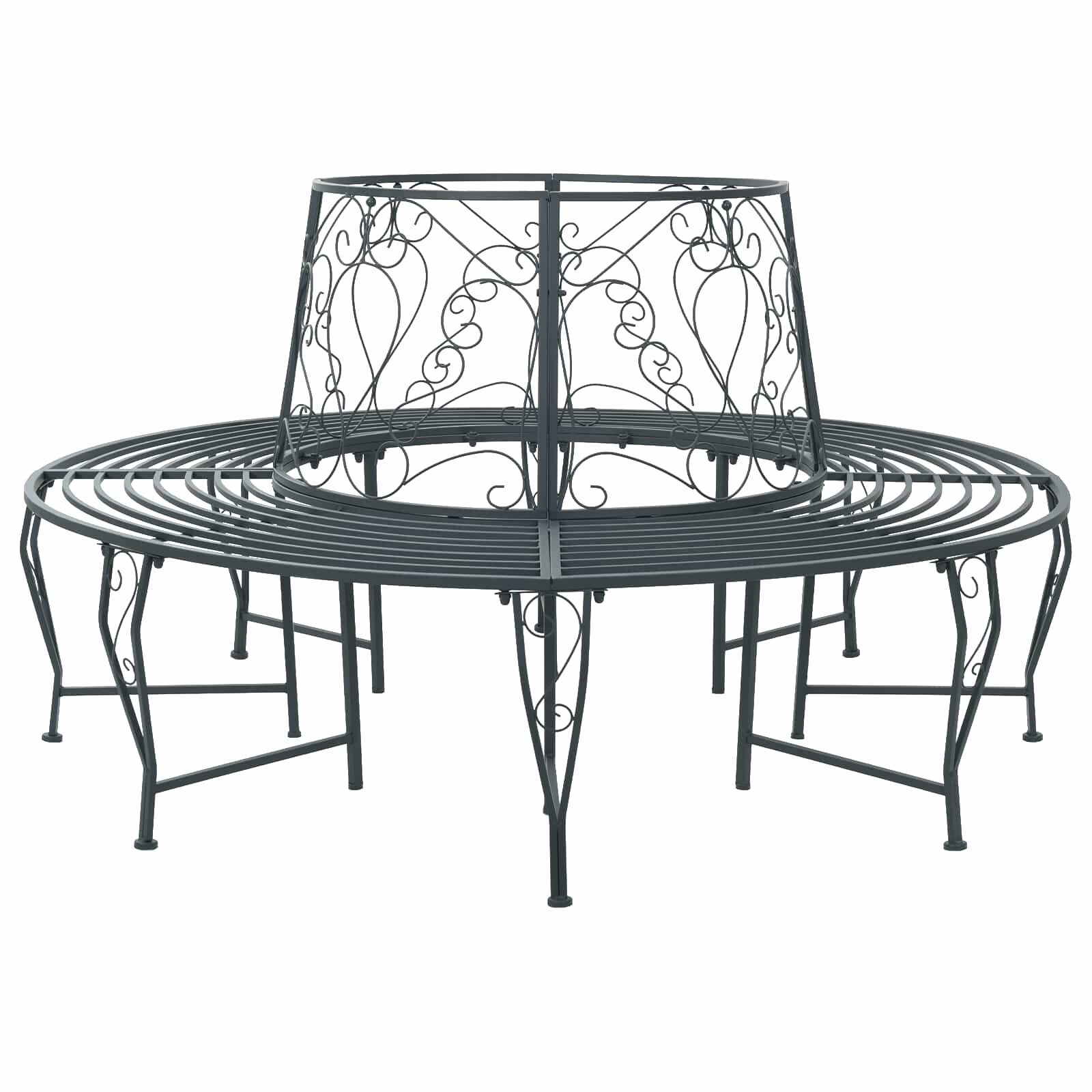 vidaXL Дървесен бенч 8 -местен Ø 160 x 89 см steel Сребристо сиво