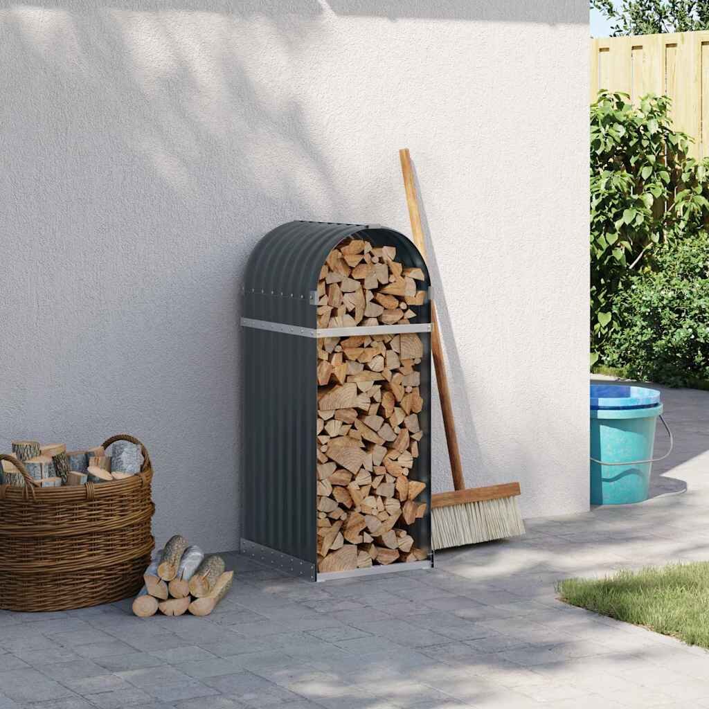 vidaXL Държач за дърва антрацит 40x45x100 см поцинкована стомана
