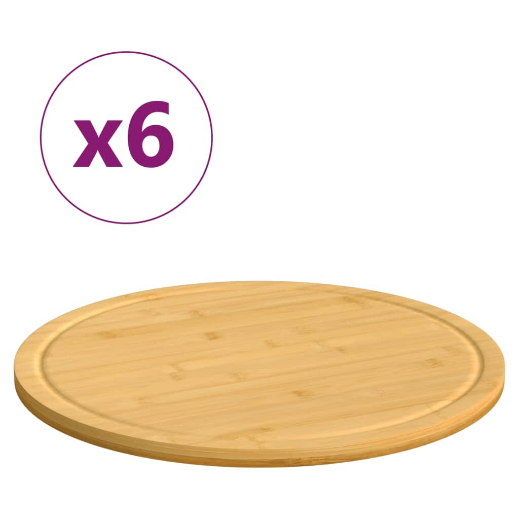 vidaXL Дъски за рязане 6 бр Ø40x15 см бамбук