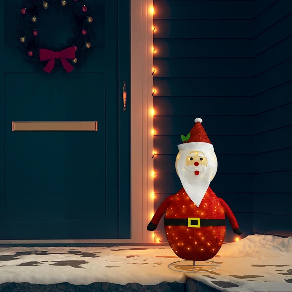 vidaXL Декоративна фигура на Дядо Коледа с LED лукс плат 90 см