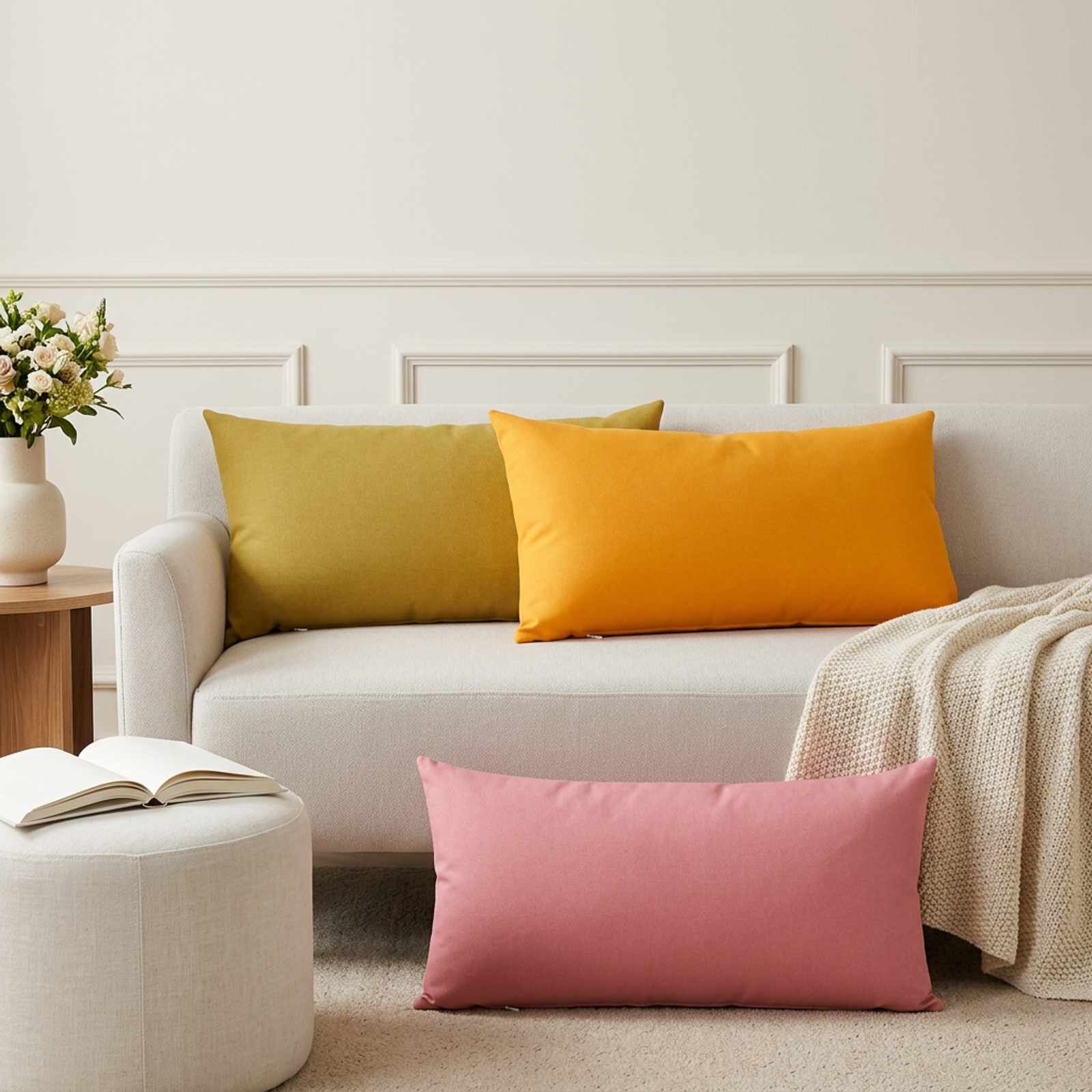 vidaXL Декоративна възглавница 12 бр. HEERLEN Светло жълто 40 x 80 cm