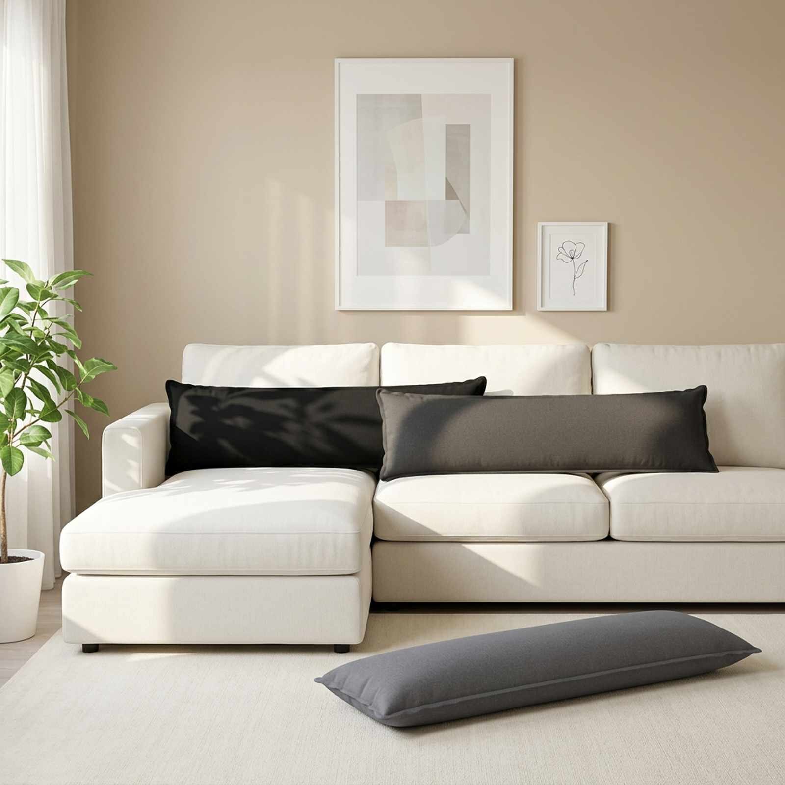 vidaXL Декоративна възглавница 2 бр. HOUTEN Светлосиво 40 x 145 cm