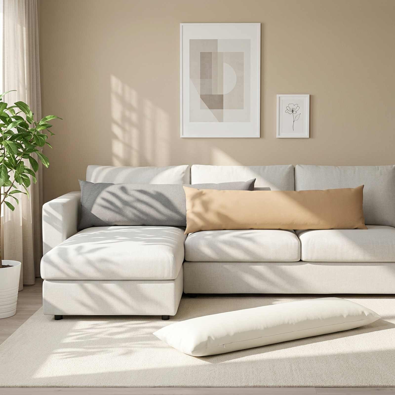 vidaXL Декоративна възглавница HEERLEN Кремаво 40 x 145 cm Текстил