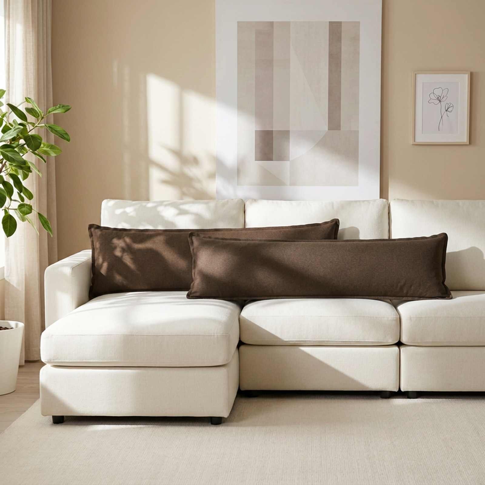 vidaXL Декоративна възглавница HOUTEN Кафяво 40 x 145 cm Изкуствен лен