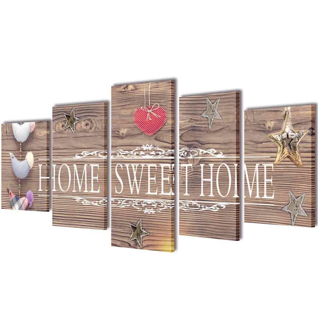vidaXL Декоративни панели за стена Home Sweet Home 100 x 50 см