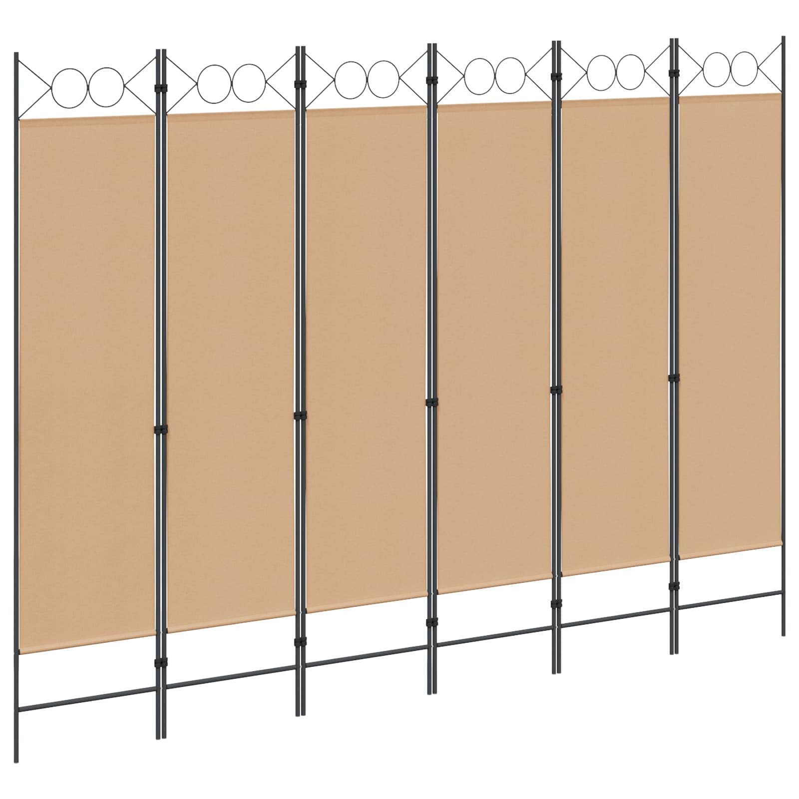 vidaXL Делител за стая с 6 панела Бежово 240 x 180 cm Текстил