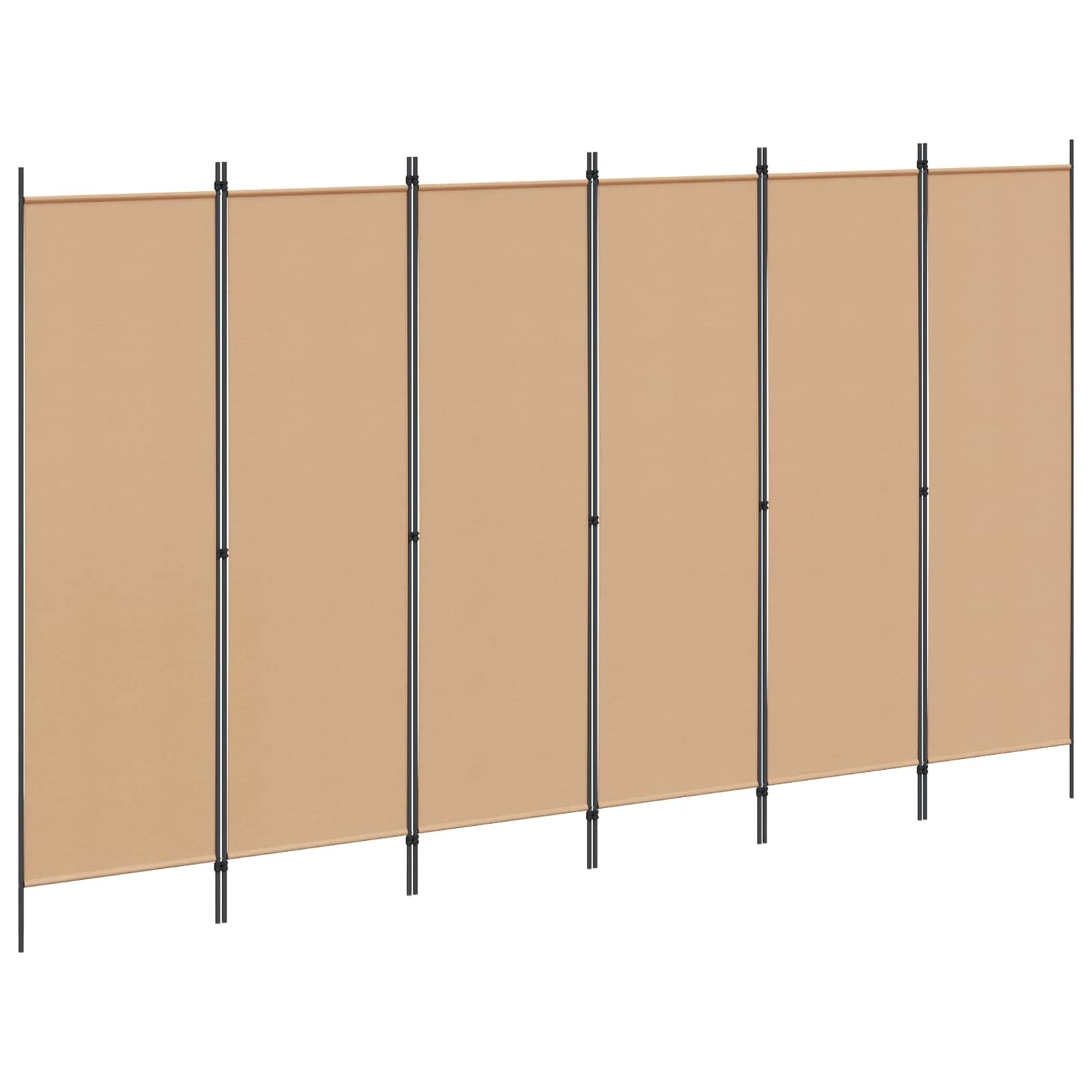 vidaXL Делител за стая с 6 панела Бежово 300 x 180 cm Текстил