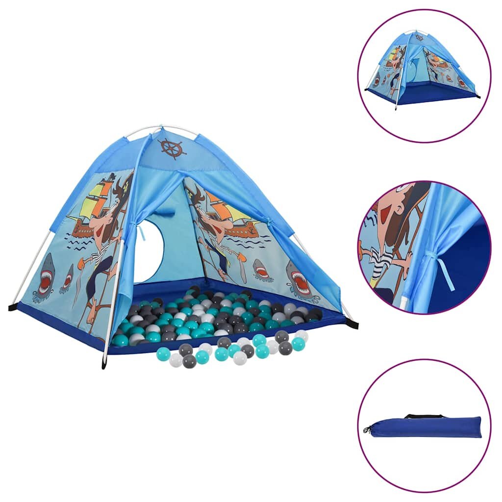 vidaXL Детска палатка за игра с 250 топки синя 120x120x90 см