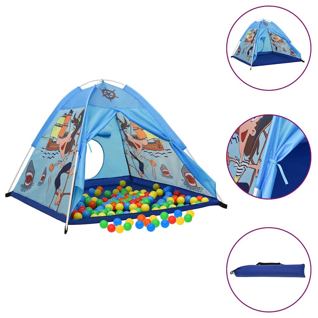 vidaXL Детска палатка за игра с 250 топки синя 120x120x90 см