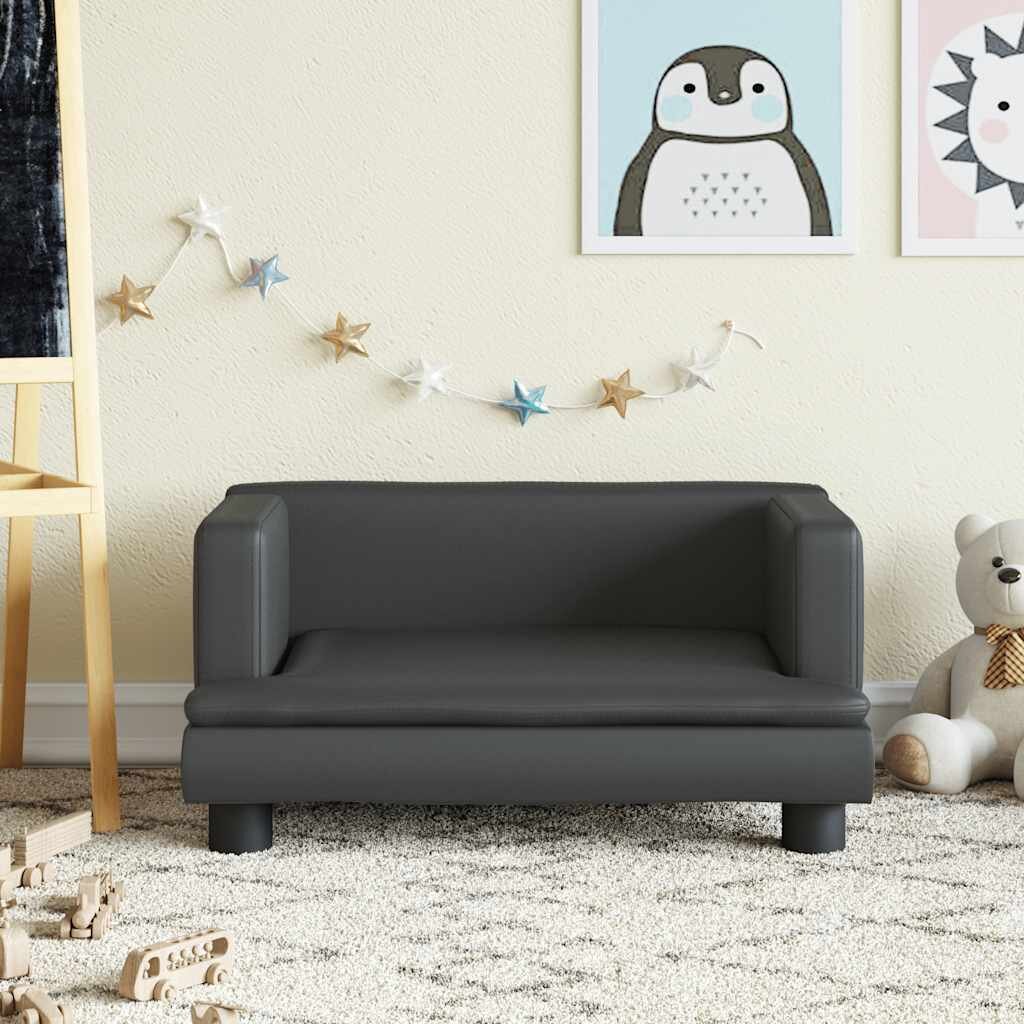 vidaXL Детски диван черен 60x40x30 см изкуствена кожа