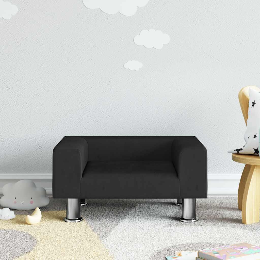 vidaXL Детски диван черно 50x40x265 см кадифе
