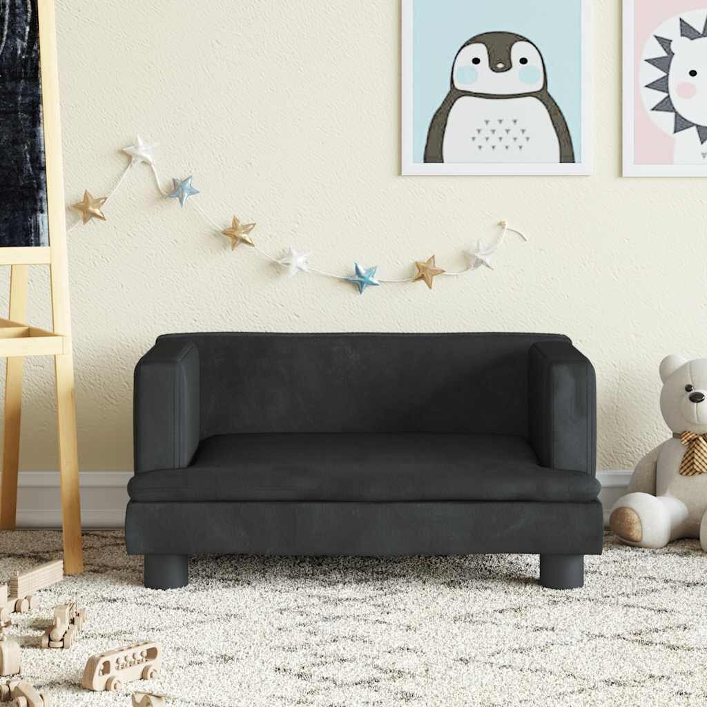 vidaXL Детски диван черно 60x40x30 см кадифе