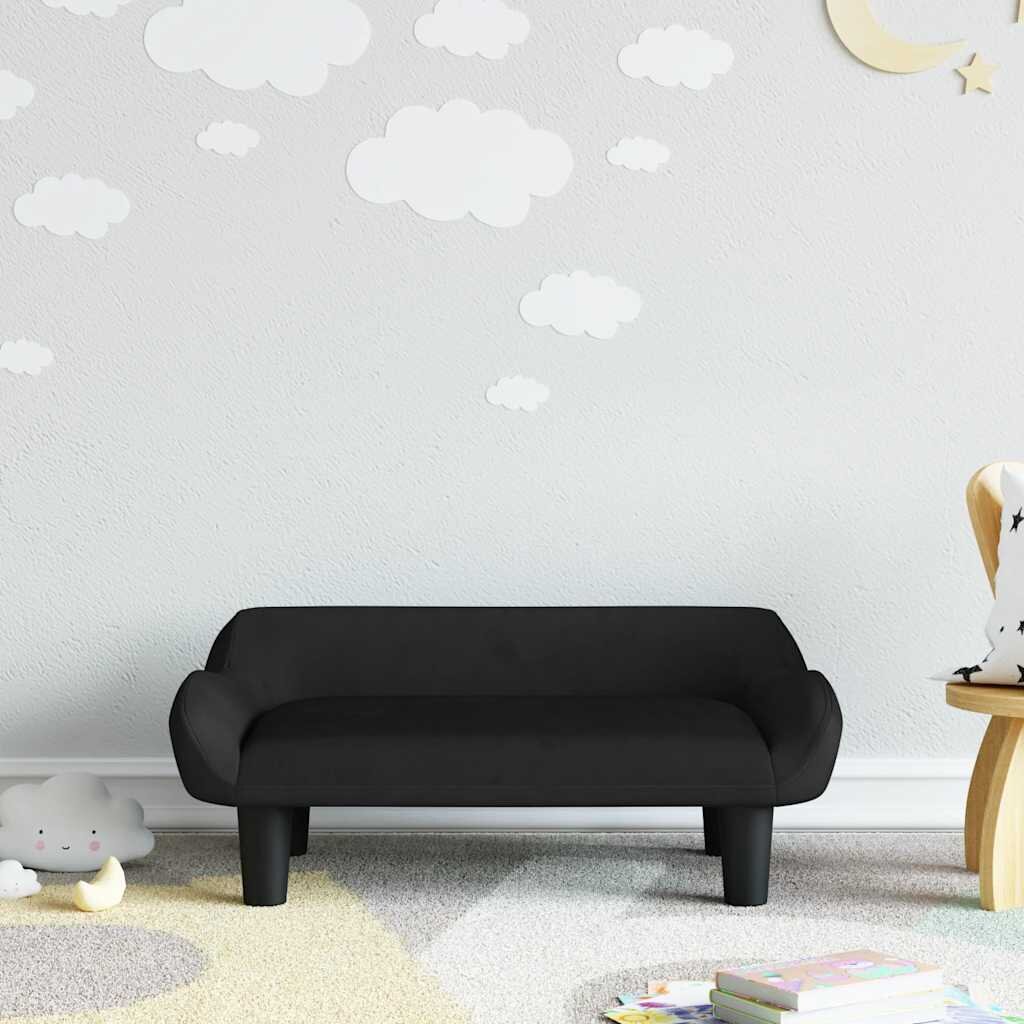 vidaXL Детски диван черно 70x40x24 см кадифе