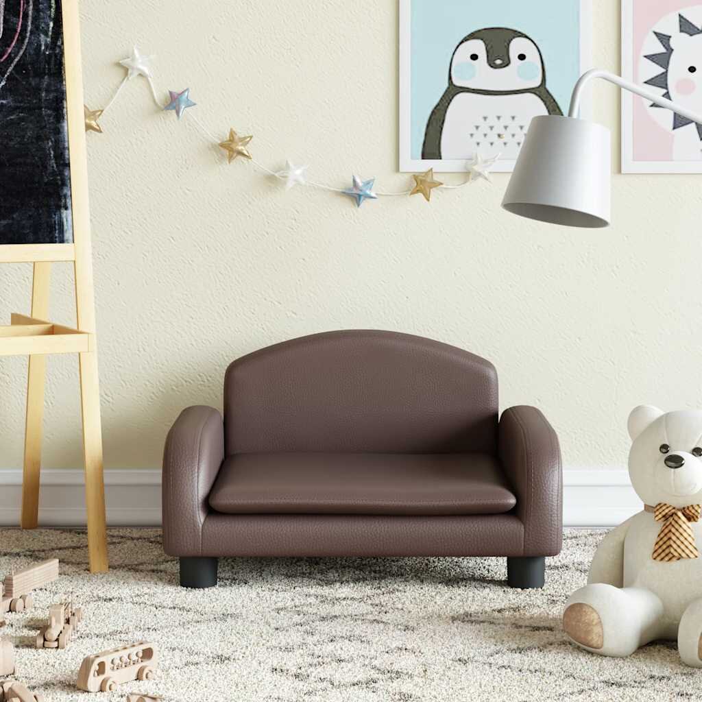 vidaXL Детски диван кафяв 50x40x30 см изкуствена кожа