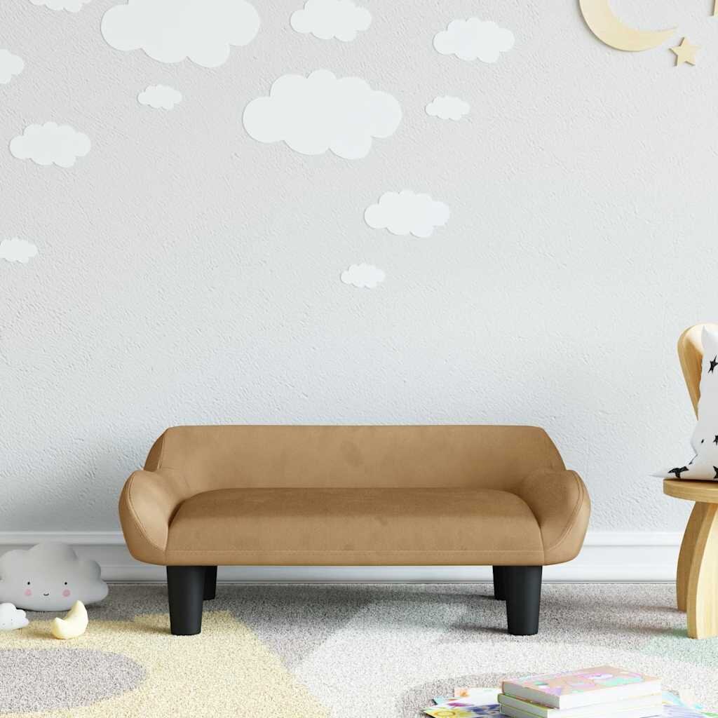 vidaXL Детски диван кафяв 70x40x24 см кадифе