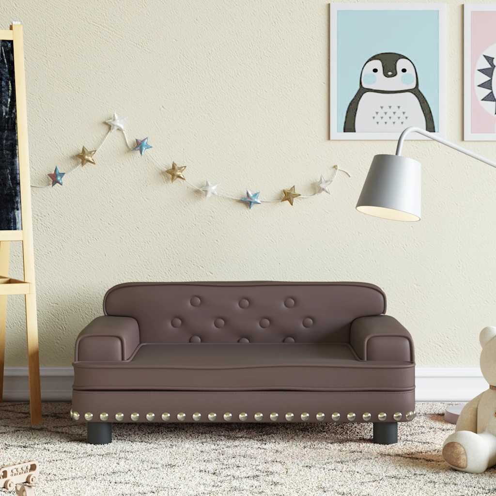 vidaXL Детски диван кафяв 70x45x30 см изкуствена кожа