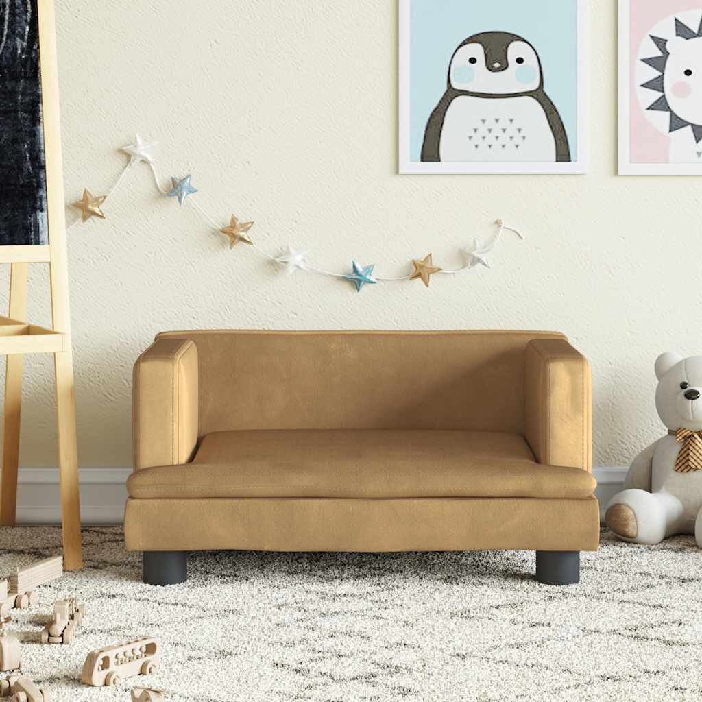 vidaXL Детски диван кафяв60x40x30 см кадифе