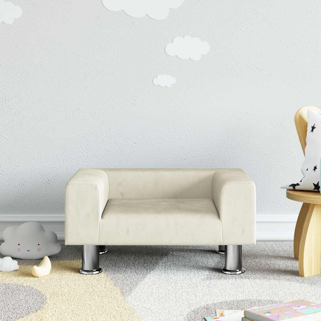 vidaXL Детски диван кремав 50x40x265 см кадифе