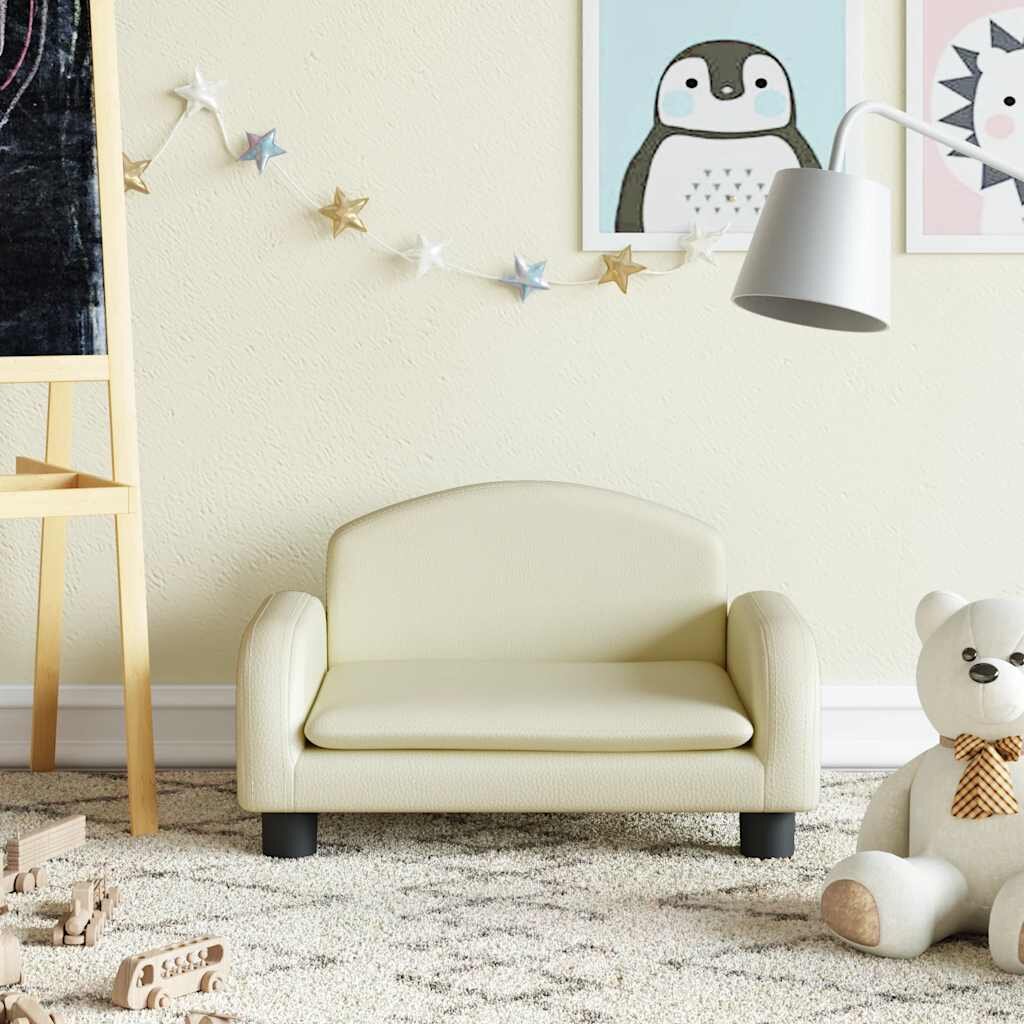 vidaXL Детски диван кремав 50x40x30 см изкуствена кожа