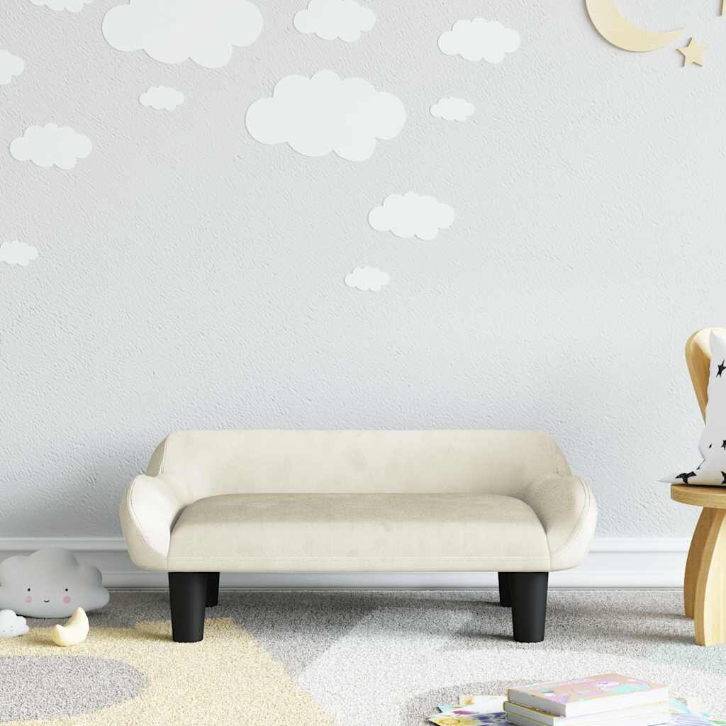 vidaXL Детски диван кремав 70x40x24 см кадифе