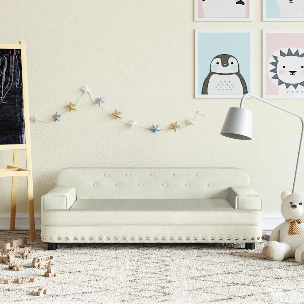 vidaXL Детски диван кремава 90x53x30 см кадифе