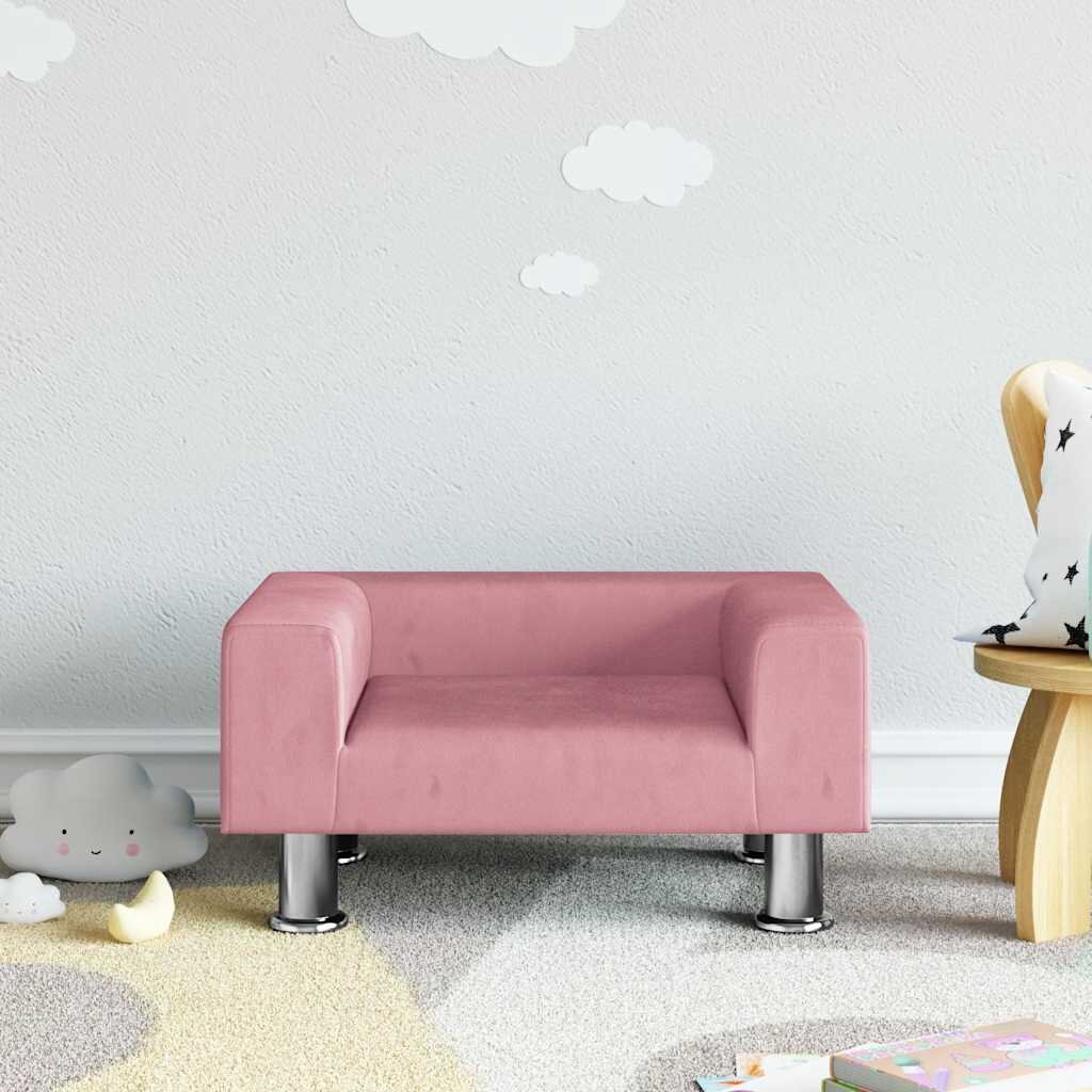 vidaXL Детски диван розов 50x40x265 см кадифе