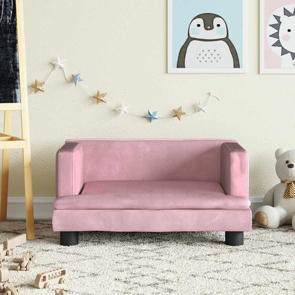 vidaXL Детски диван розов 60x40x30 см кадифе