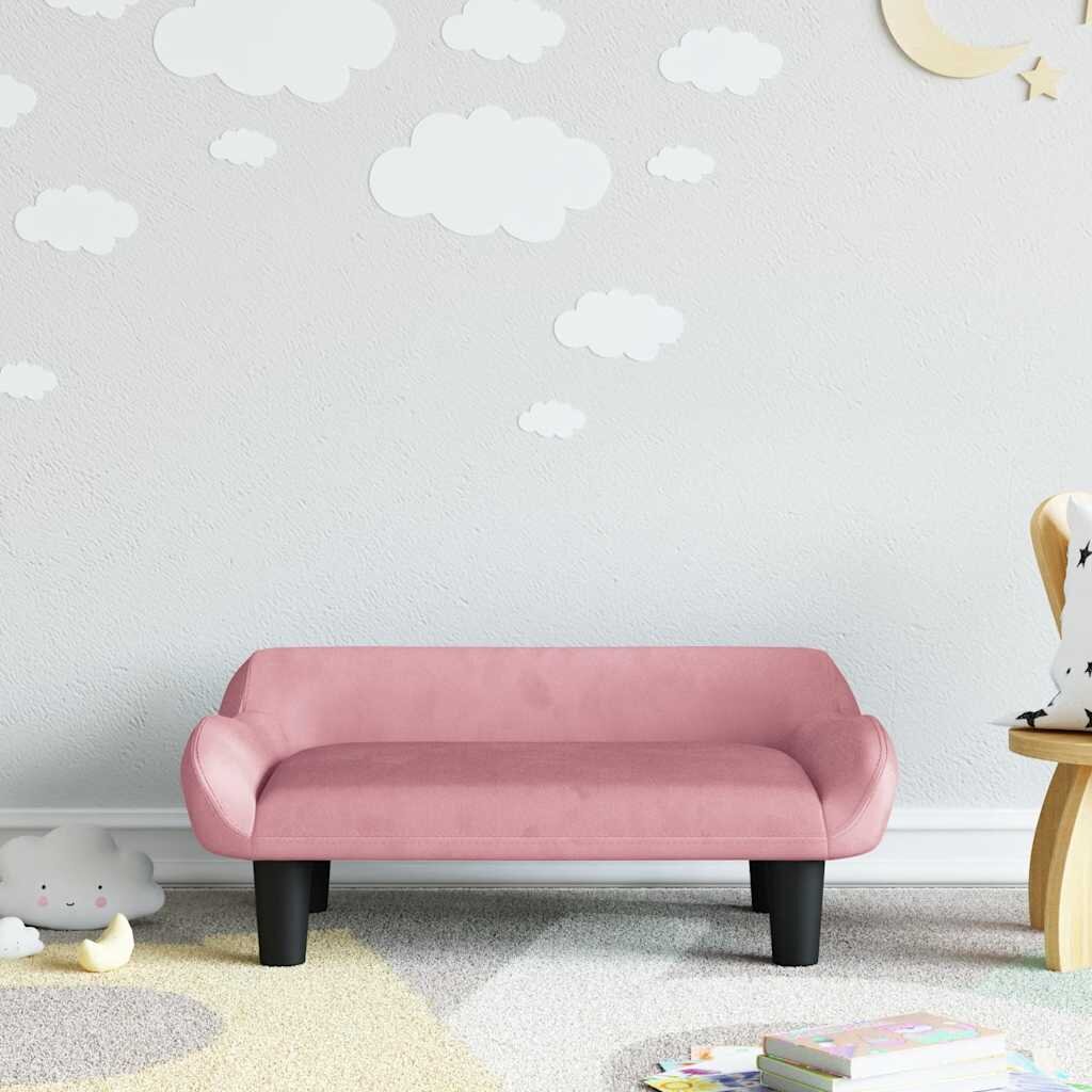 vidaXL Детски диван розов 70x40x24 см кадифе
