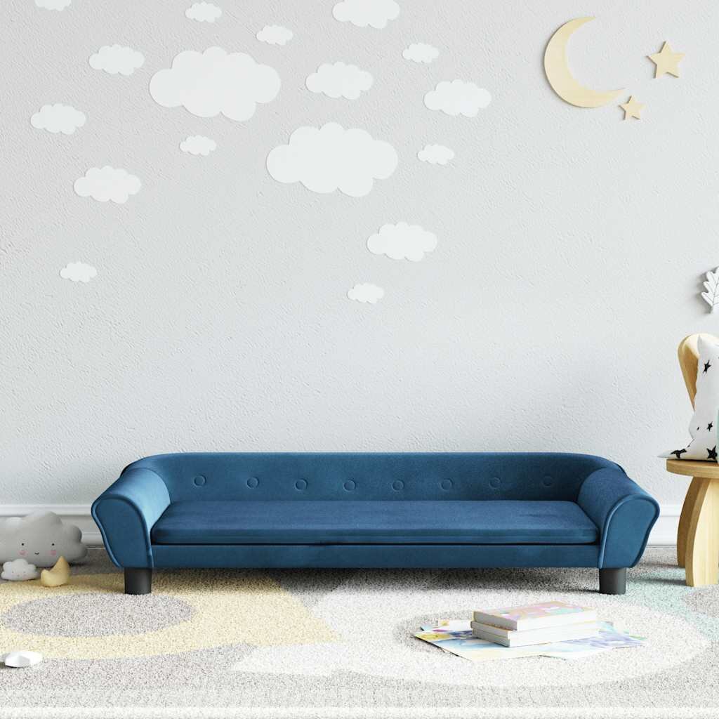 vidaXL Детски диван синьо 100x50x26 см кадифе