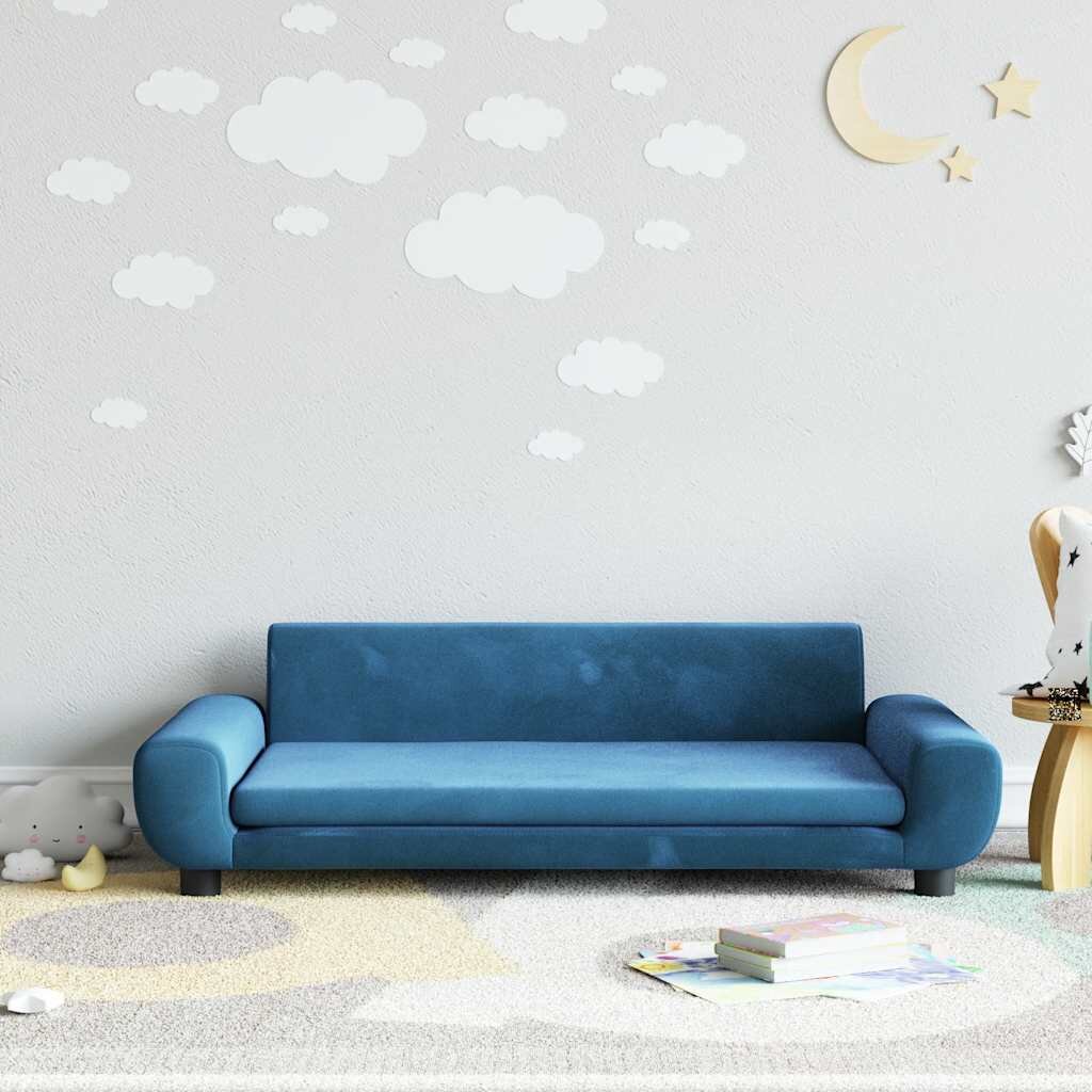 vidaXL Детски диван синьо 100x54x33 см кадифе