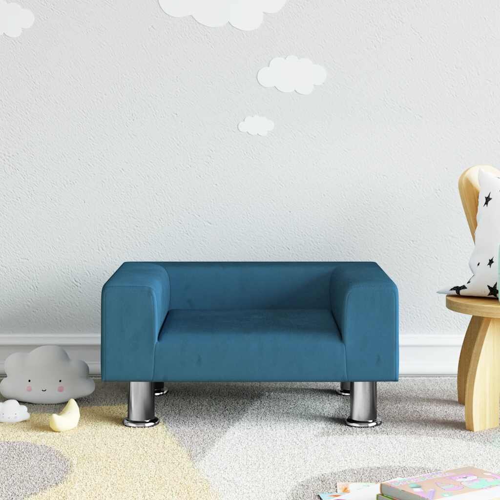 vidaXL Детски диван Синьо 50x40x265 см кадифе