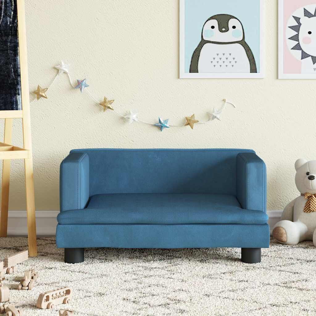 vidaXL Детски диван Синьо 60x40x30 см кадифе