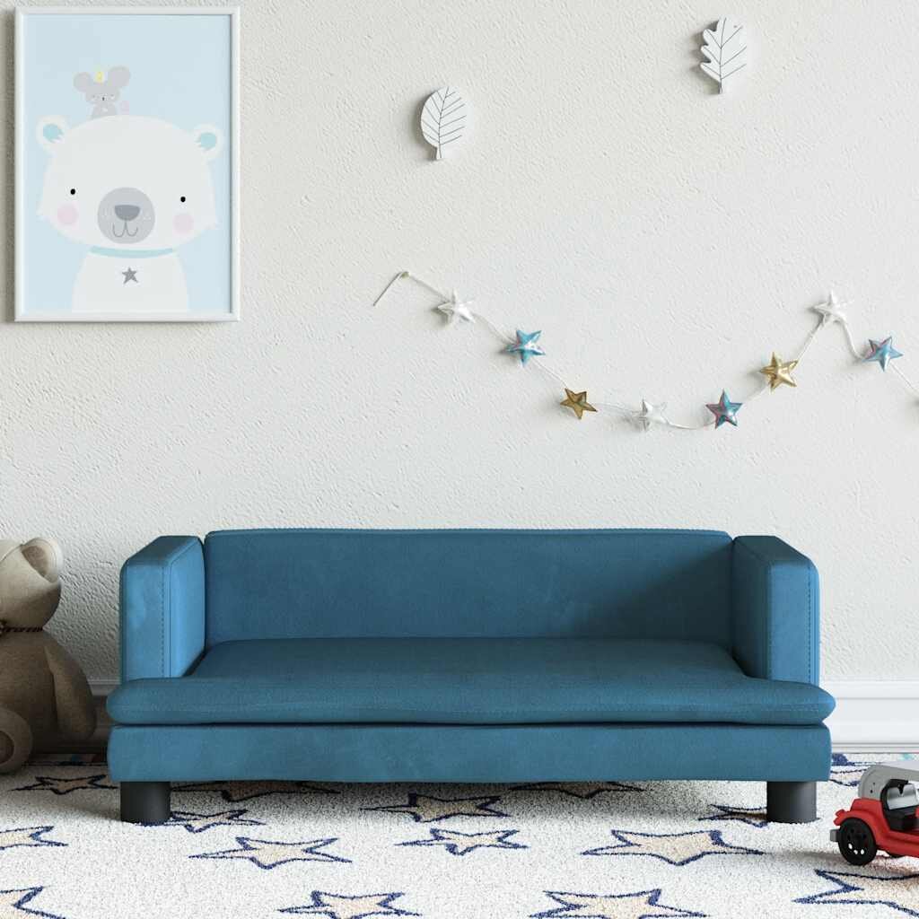 vidaXL Детски диван синьо 80x45x30 см кадифе