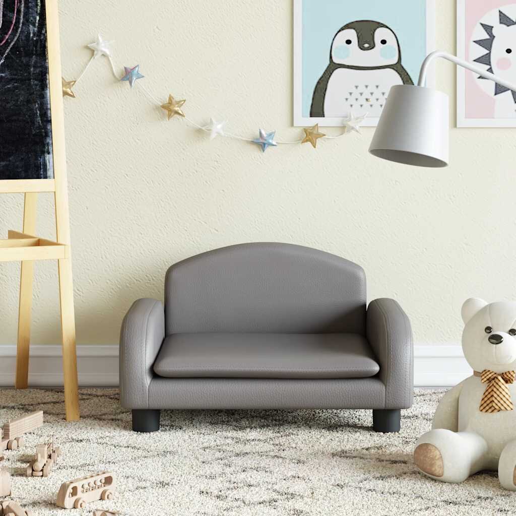 vidaXL Детски диван сив 50x40x30 см изкуствена кожа
