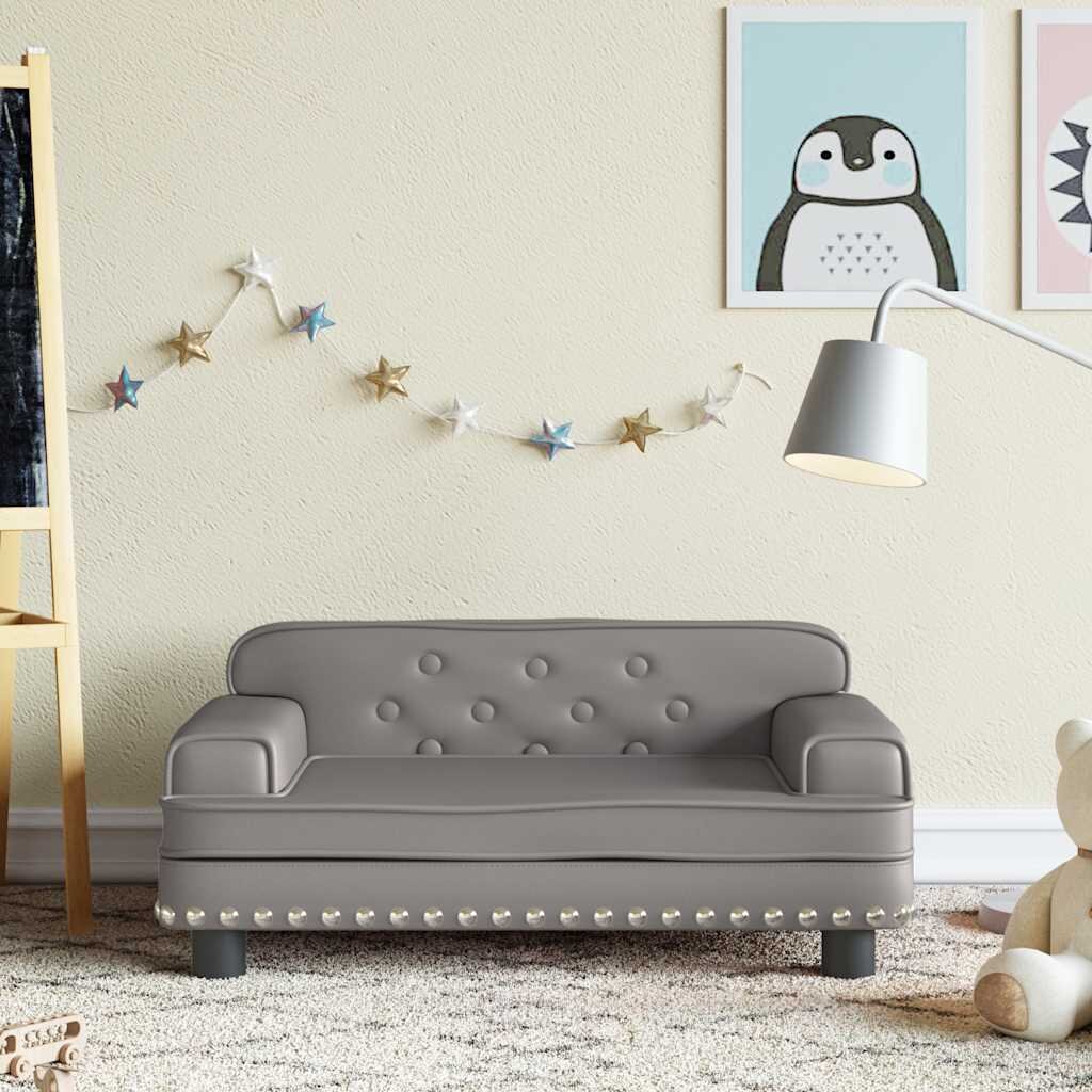 vidaXL Детски диван сив 70x45x30 см изкуствена кожа