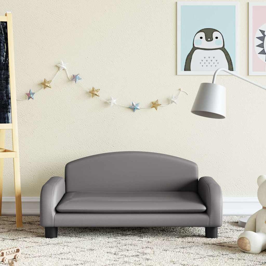 vidaXL Детски диван сив 70x45x30 см изкуствена кожа