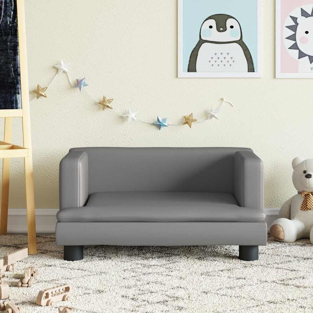 vidaXL Детски диван сиво 60x40x30 см изкуствена кожа