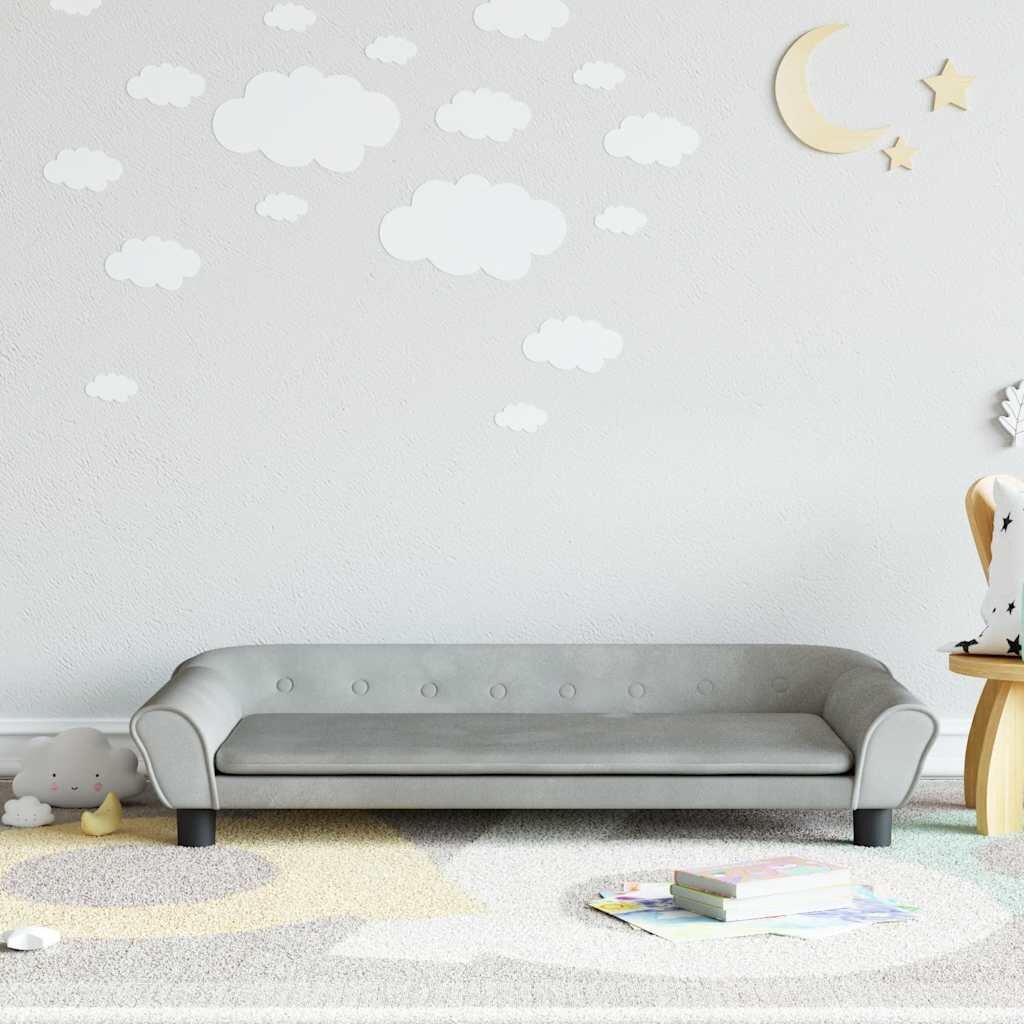 vidaXL Детски диван светлосив 100x50x26 см кадифе