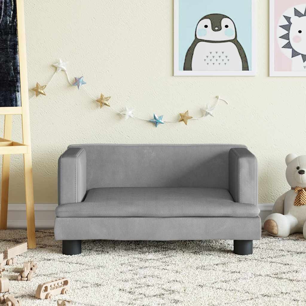 vidaXL Детски диван светлосив 60x40x30 см кадифе