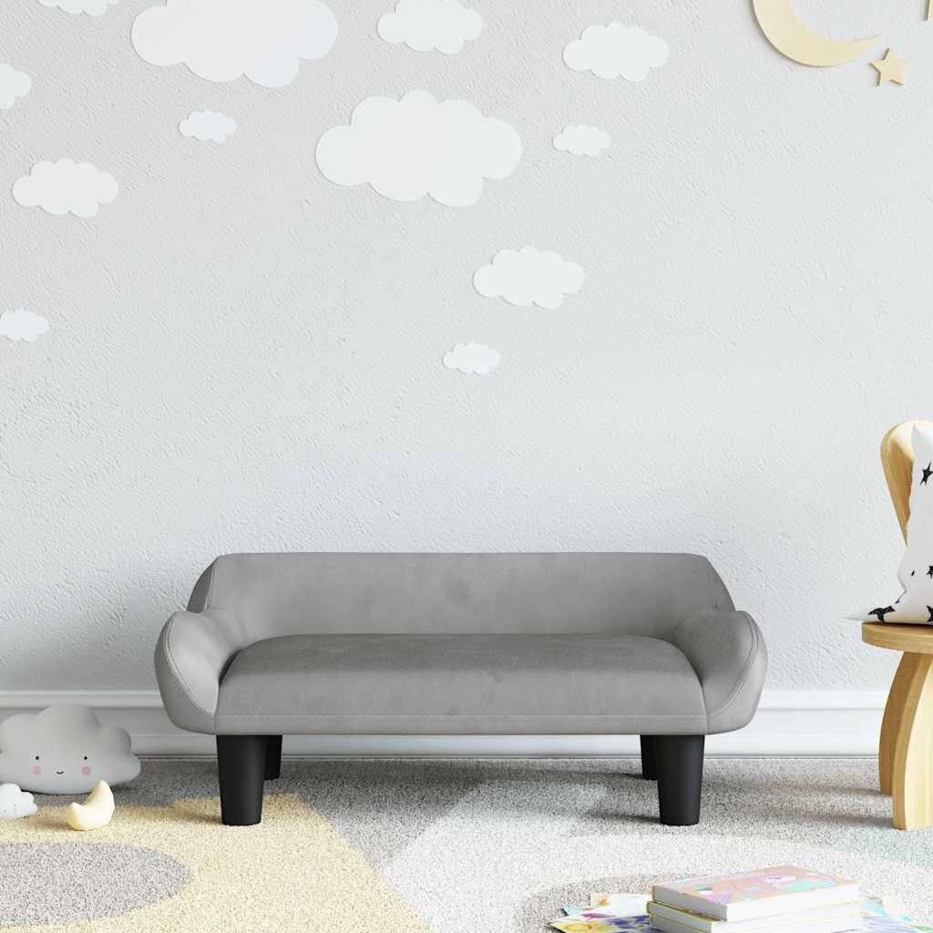 vidaXL Детски диван светлосив 70x40x24 см кадифе