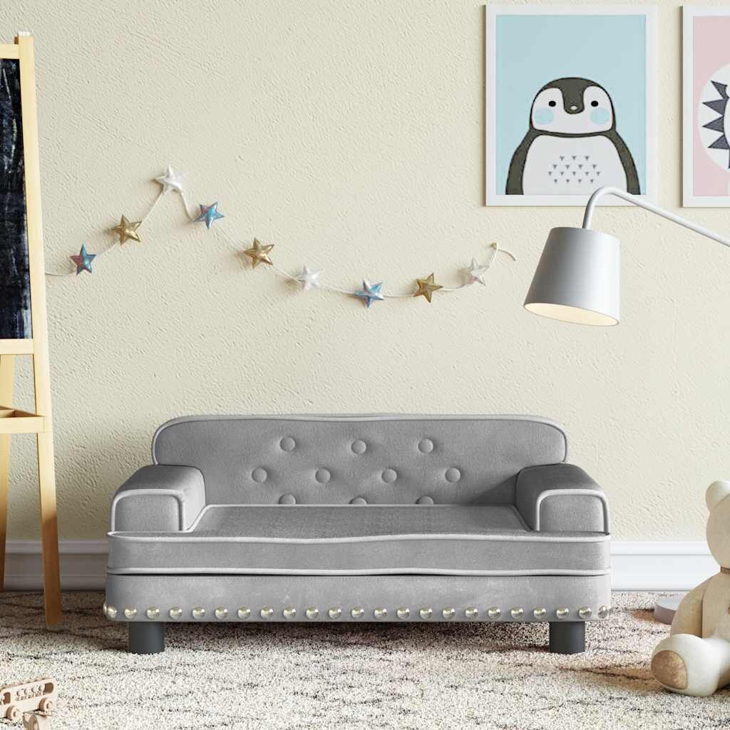 vidaXL Детски диван светлосив 70x45x30 см кадифе