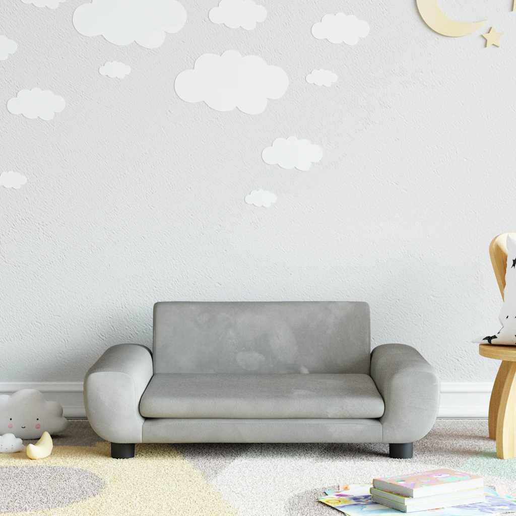 vidaXL Детски диван светлосив 70x45x33 см кадифе