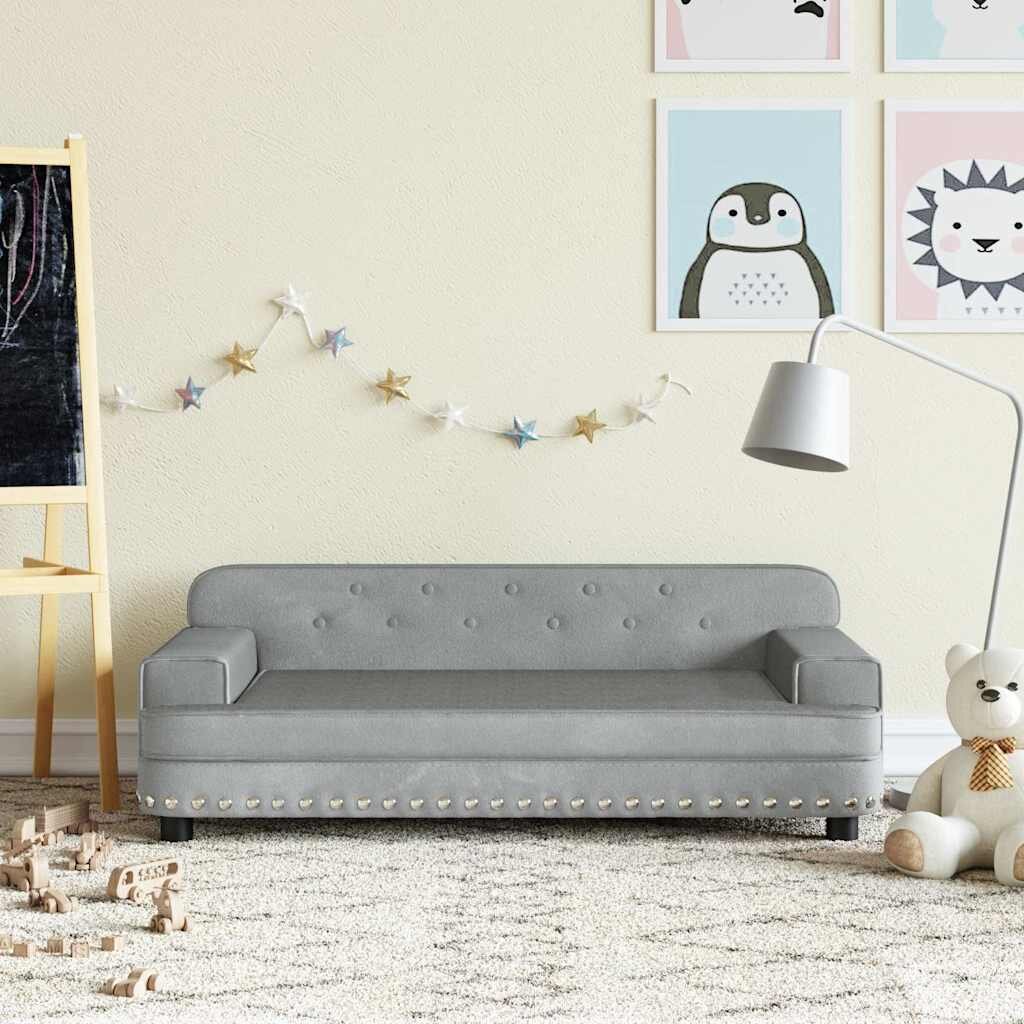 vidaXL Детски диван светлосив 90x53x30 см кадифе