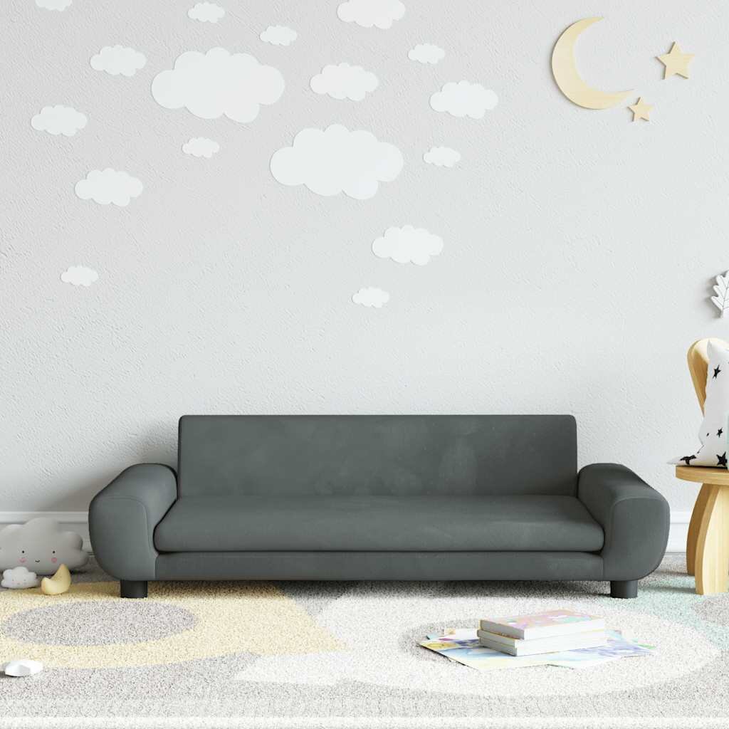 vidaXL Детски диван тъмносив 100x54x33 см кадифе